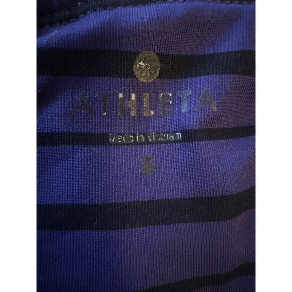 Women S Athleta Purple Black Stripe Crop Leggings Pants Yoga Jogger Run Gym - Picture 7 of 7